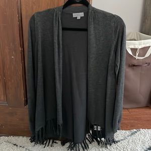 Dark gray cardigan with fringe